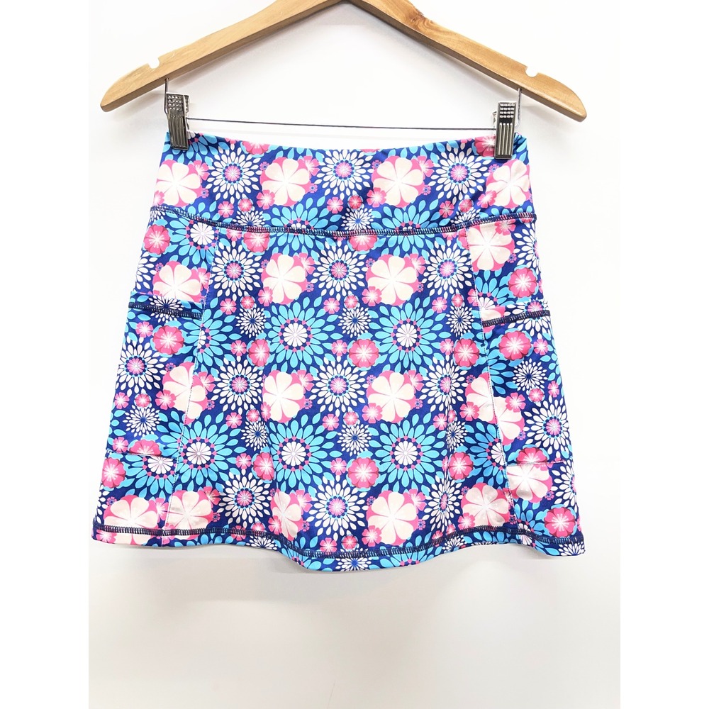 Jack Smith Womens Floral Athletic Skort Blue Pink Tennis Golf Skirt Size S